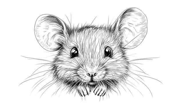 recommend clip art: Farm mouse head sketch hand drawn line art engraving Vector illustration