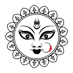 goddess durga face in round frame