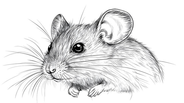 recommend clip art: Farm mouse head sketch hand drawn line art engraving Vector illustration