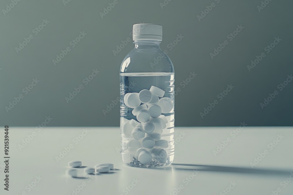 Poster comprehensive medical shelf with an array of pills and medication bottles