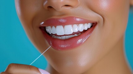 Fototapeta premium Woman receiving dental checkup with dentist using tools.