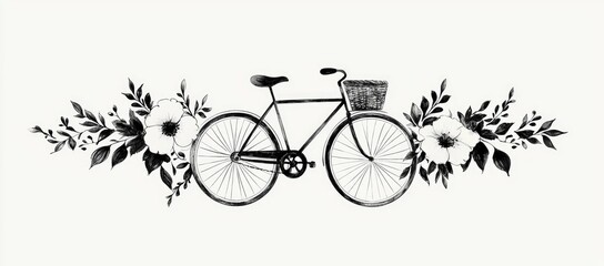 Obraz premium Vintage Bicycle with Floral Wreath Illustration