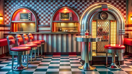 Classic Peanut Bar on a Checkered Tablecloth with Retro Diner Elements  Generative AI