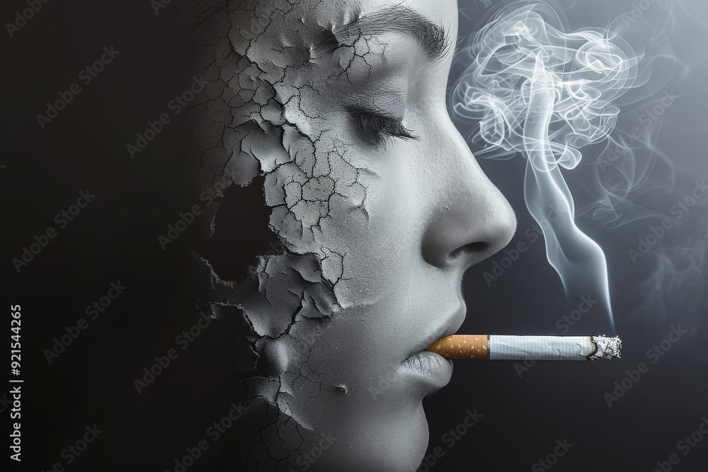 Aufkleber minimalistic depiction of a lone figure casting a shadow in smoke exploring themes of solitude and t