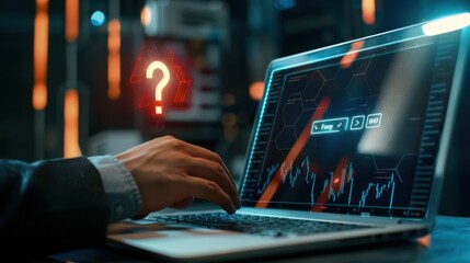 Laptop with Question Mark Symbol