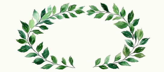 Watercolor Green Leaf Wreath Frame