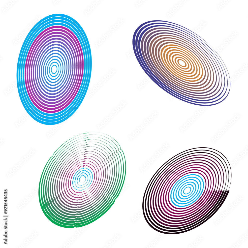 Poster concentric circle elements, spaced concentric circle, rings sound wave, line in a circle concept, bl