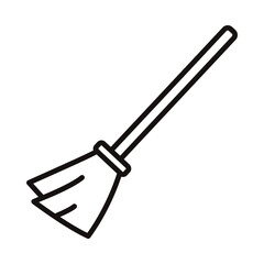 The linear icon of the witch's broom. The Halloween holiday.