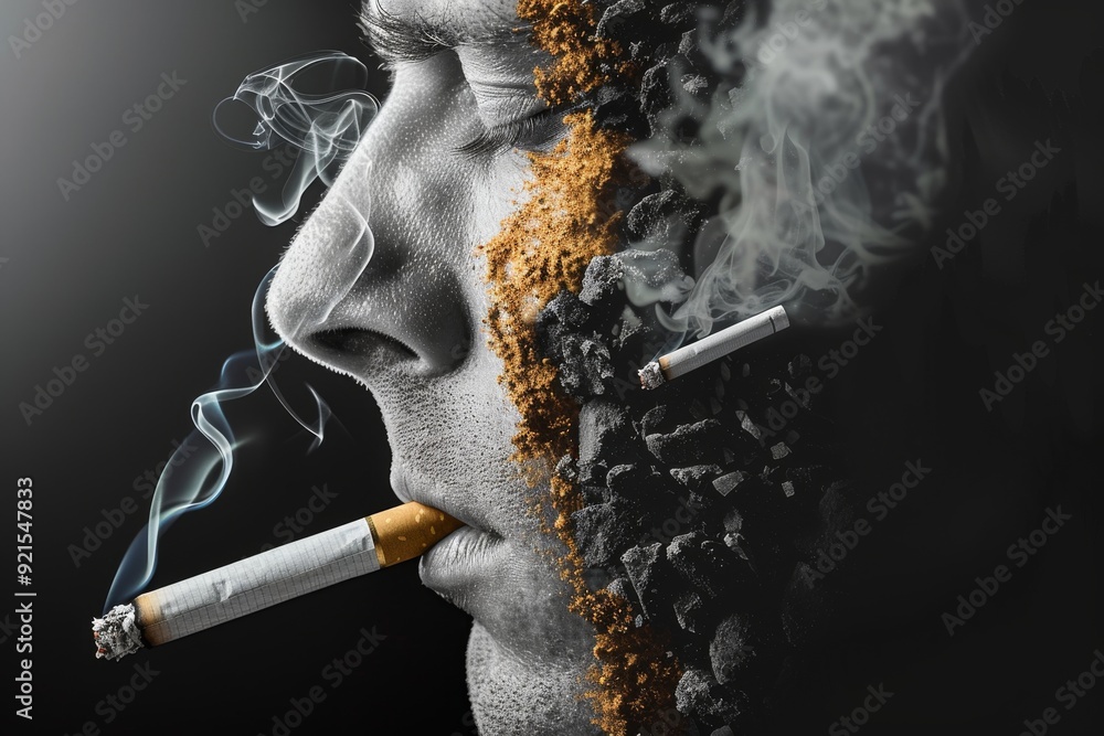 Aufkleber man enveloped in smoke a stark visualization of addictions isolating effect