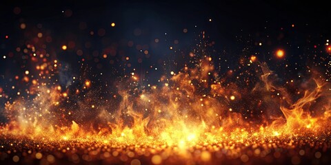 Fototapeta premium Abstract background with glowing fire particles and dark colors, abstract, background, glowing, fire, particles, dark, colors