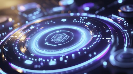 Futuristic Interface Design, Blue and Purple Glowing Circles