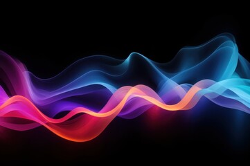 Energetic abstract colors swirl and flow gracefully on a dark background 