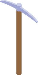 Pickaxe standing upright, ready for use in mining or construction