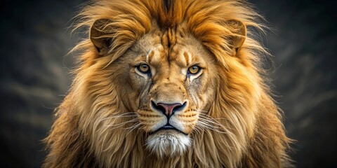 Fototapeta premium Lion with pure golden fur and an angry, massive look , wildlife, predator, fierce, animal, powerful, majestic, anger