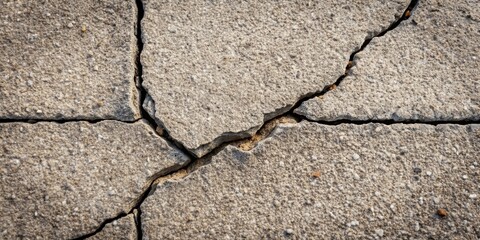 Obraz premium Cracked pavement tile with sharp edges , damaged, broken, sidewalk, walkway, ground, urban, city, infrastructure, decay