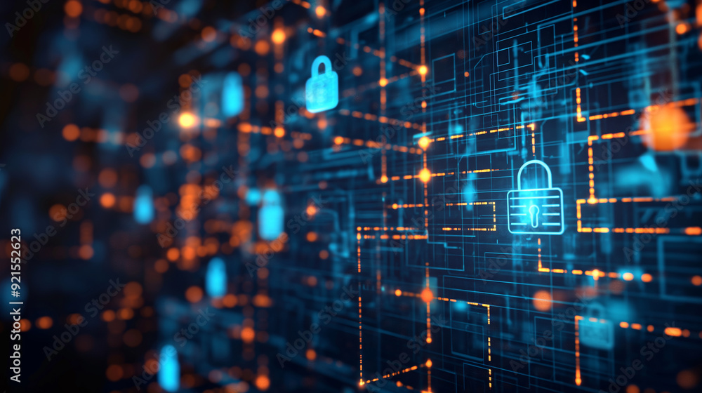 Fototapete concept of data encryption with a visual representation of data being transformed into an encrypted 