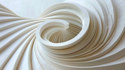 Abstract white circular shapes create a mesmerizing vortex pattern, showcasing a sense of depth and dynamic movement.