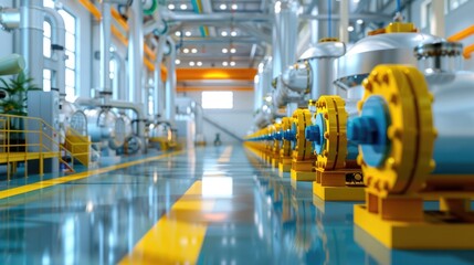 Modern industrial factory with advanced machinery and equipment, featuring a clean and organized environment for production processes.