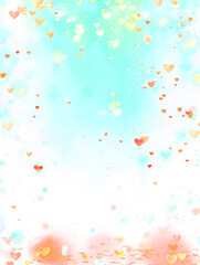 Abstract background with hearts and bright colors.