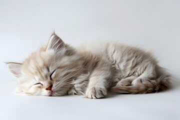 Sleeping kitten on white background