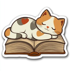 Sleeping Cat on a Book