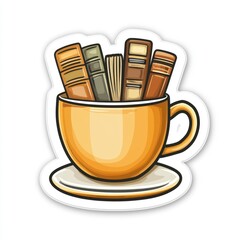 Books Overflowing from a Coffee Cup