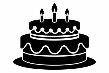
Birthday cake vector silhouette, birthday cake icon
