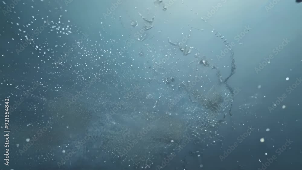 Poster bubbles gently ascend through dark water, creating a mesmerizing visual effect in a secluded lake un