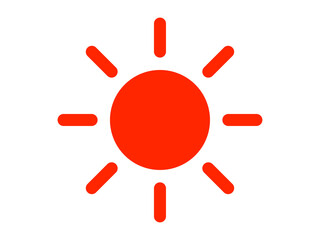 シンプル太陽アイコン：丸端赤