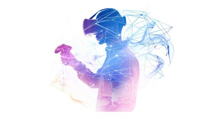 Virtual Reality Experience: A Man Immersed in a Digital World