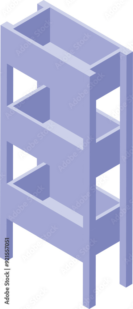 Aufkleber empty wooden shelving unit with three shelves is standing in an isometric view