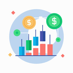 Forex trading chart vector art illustration background