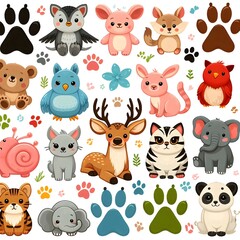Adorable Cartoon Animal Illustrations for Children's Books and Products
