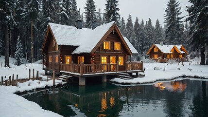 water is a bright blue color and the islands are covered in trees.