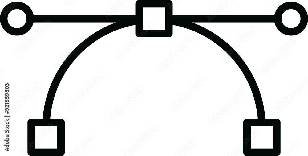 Poster bezier curve icon outline on transparent background, bezier curve glyph icon, bezier curve icon.
