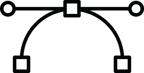 Bezier Curve Icon Outline on Transparent Background, Bezier Curve Glyph Icon, Bezier curve icon.