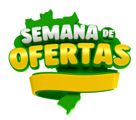 Label Weekly Deals in Brazilian Portuguese in 3d render illustration with transparent background