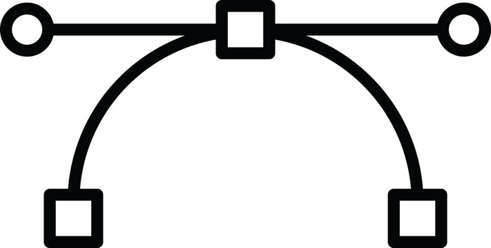 Bezier Curve Icon Outline on Transparent Background, Bezier Curve Glyph Icon, Bezier curve icon.