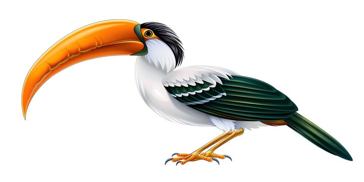 colorful toucan bird with orange beak clip art preview