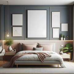 Modern Bedroom Interior with Minimalist Decor and a Large Bed