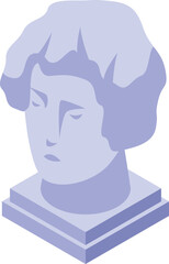 Ancient greek sculpture of a woman's head is displayed on a museum pedestal