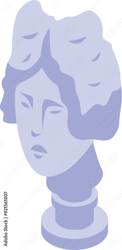 Wall mural ancient greek sculpture head bust is depicting a woman face, made of white marble