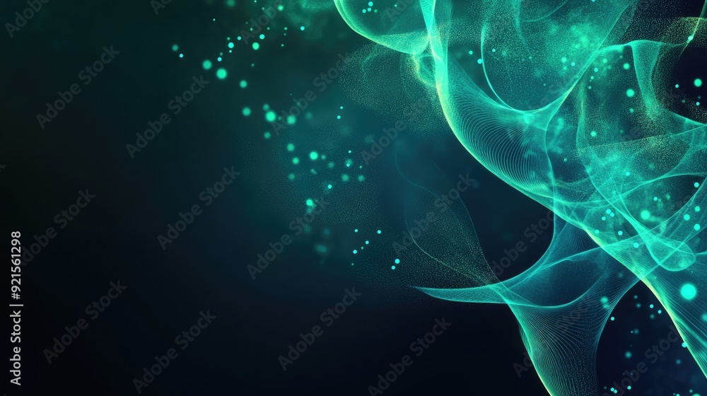 Fototapete abstract background with glowing biological elements and a section for text
