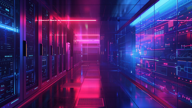 a digital fortress or secure server room with fortified walls, biometric access points, and surveillance systems, highlighting the concept of protecting sensitive data. - Powered by Adobe