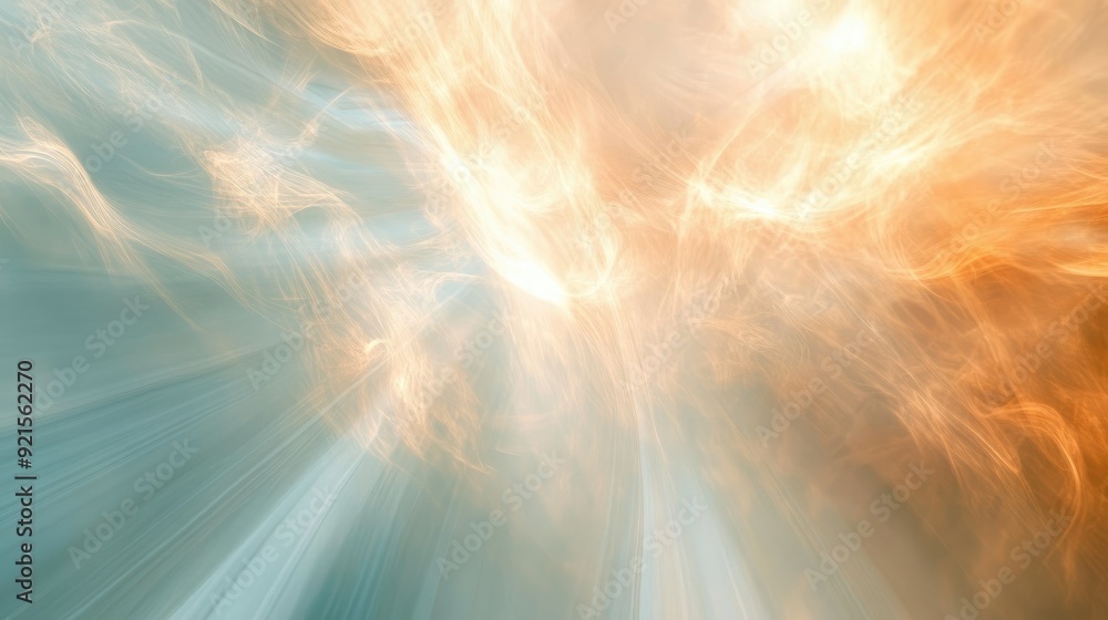 Poster abstract light patterns converging in the sky, evoking the sense of divine guidance and inspiration
