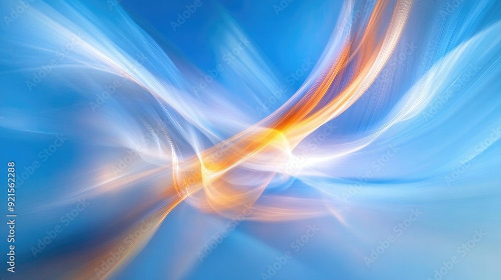 Poster abstract light patterns converging in the sky, evoking the sense of divine guidance and inspiration