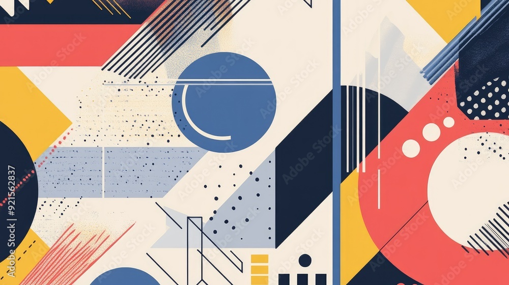 Fototapete Abstract line art of geometric patterns, with a simple, clean background ideal for text addition
