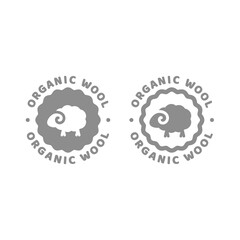 Organic wool vector label. Sheep natural wool icon.