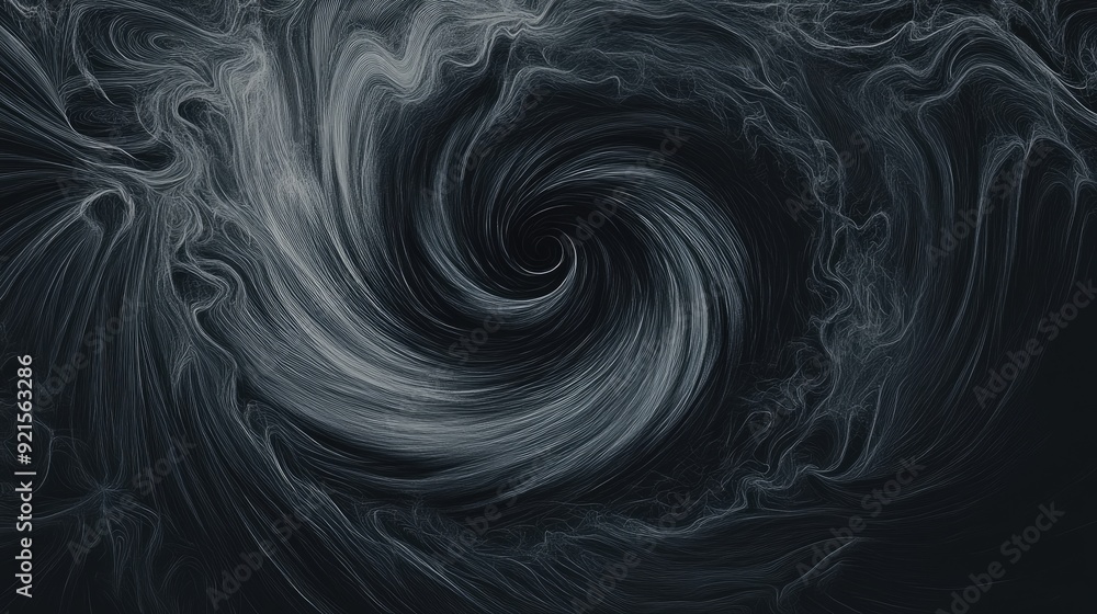 Fototapete abstract line drawing of a swirling vortex, with a dark, moody background allowing for text placemen