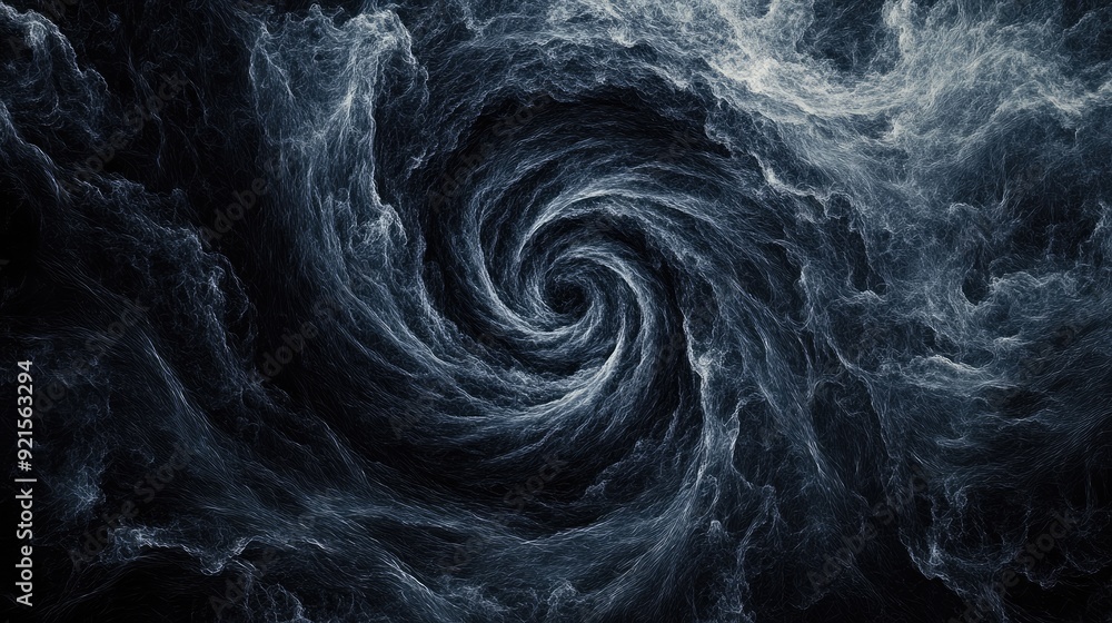 Fototapete abstract line drawing of a swirling vortex, with a dark, moody background allowing for text placemen